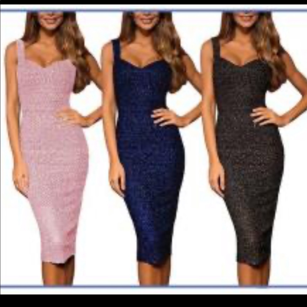 Fits 8-10 Blue glitter sleeveless midi - Picture 2 of 8